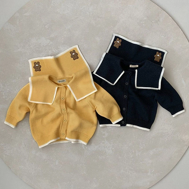 Toddler Baby Girl Sweater Coat Autumn Bear Embroidery Large Lapel Knitted Cardigan for Infants Cotton Cute Kids Boys Clothes
Toddler Baby Girl Sweater Coat Autumn Bear Embroidery Large Lapel Knitted Cardigan for Infants Cotton Cute Kids Boys Clothes