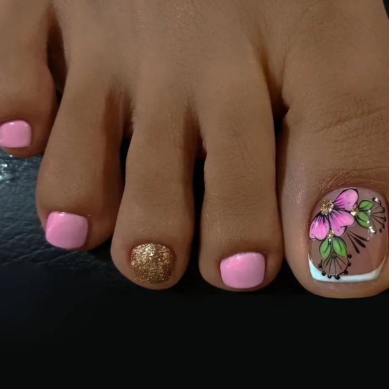 24pcs Pink Flower Printed Fake Toenails Summer Beach False Toenails for Girls Women Acrylic Foot Nail Tips Full Cover Wearable
24pcs Pink Flower Printed Fake Toenails Summer Beach False Toenails for Girls Women Acrylic Foot Nail Tips Full Cover Wearable
