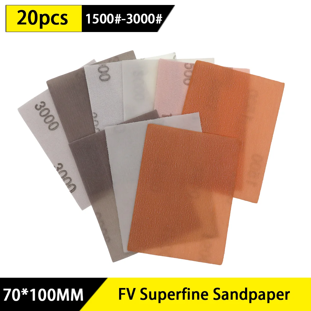 20 шт. 70*100 мм FV сверхтонкая пленка, шлифовальный диск, мягкая водостойкая наждачная бумага, зернистость от 600 до 5000 для влажной/сухой полировки автомобильной краски 
20 шт. 70*100 мм FV сверхтонкая пленка, шлифовальный диск, мягкая водостойкая наждачная бумага, зернистость от 600 до 5000 для влажной/сухой полировки автомобильной краски