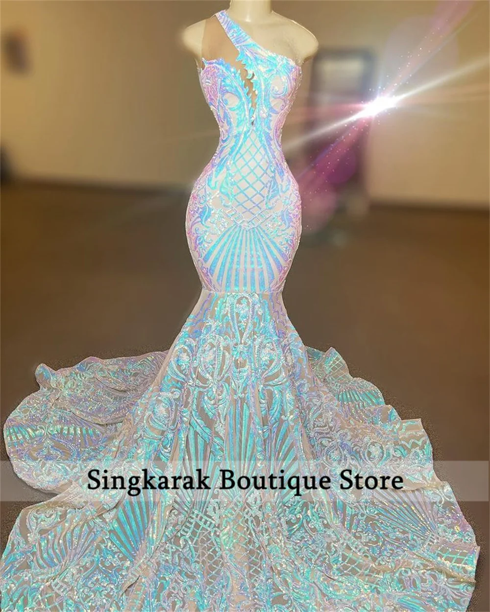 Shining Colorful Sequined Sexy Mermaid Prom Dresses 2022 for Black Girls One Shoulder Aso Ebi Party Gowns Robe De Bal
Shining Colorful Sequined Sexy Mermaid Prom Dresses 2022 for Black Girls One Shoulder Aso Ebi Party Gowns Robe De Bal