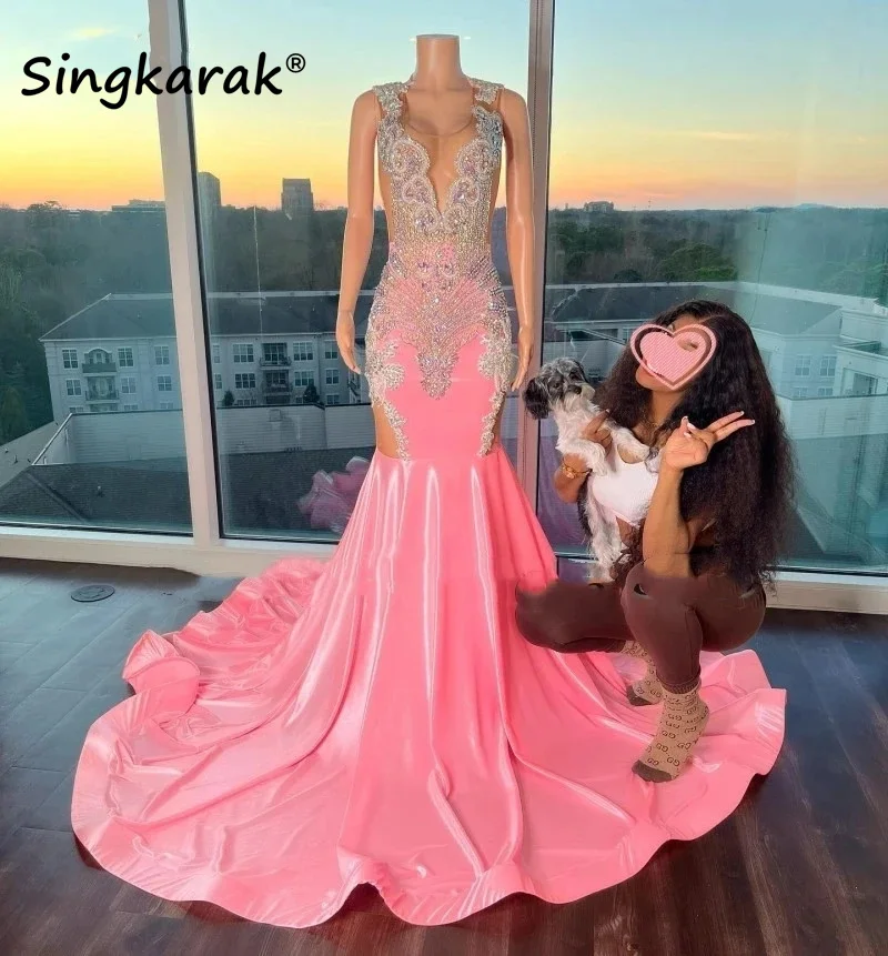 Luxury Pink Mermaid Black Girl Prom Dress 2023 Birthday Party Gowns Wedding Reception Gown Robe De Soirée Femme Court Train
Luxury Pink Mermaid Black Girl Prom Dress 2023 Birthday Party Gowns Wedding Reception Gown Robe De Soirée Femme Court Train