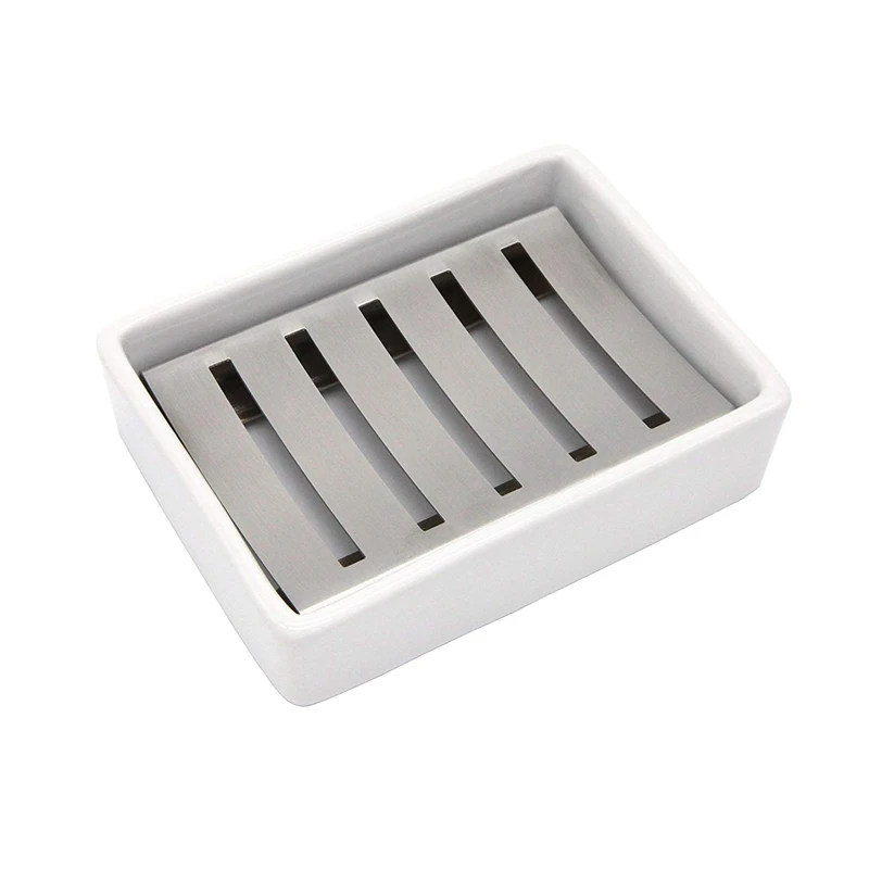 Ceramic Soap Dish Stainless Steel Soap Holder For Bathroom And Shower Double Layer Draining Soap Box
Ceramic Soap Dish Stainless Steel Soap Holder For Bathroom And Shower Double Layer Draining Soap Box