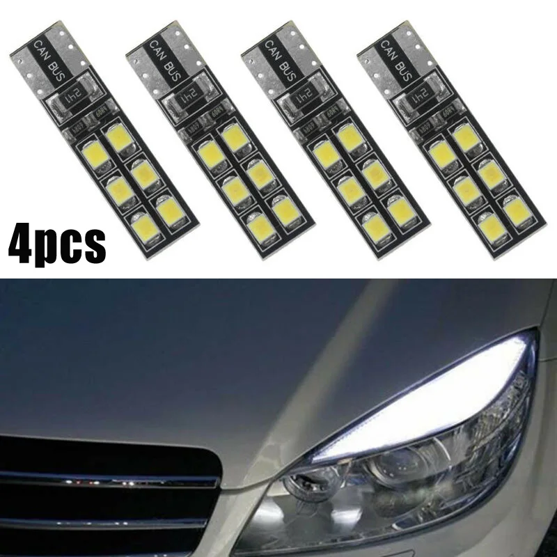 

4pcs T10 Error Free Eyebrow Eyelid Light Bulbs 6000K White 12V 12SMD 2835 LED No Error Lamp For Mercedes-benz LED W204 C300 C350