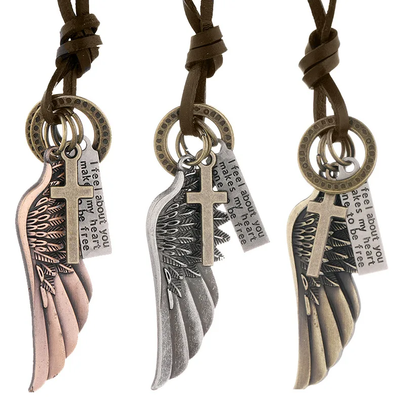 WANGAIYAO new fashion personality angel wings pendant leather necklace adjustable simple long men's necklace anniversary gift
WANGAIYAO new fashion personality angel wings pendant leather necklace adjustable simple long men's necklace anniversary gift