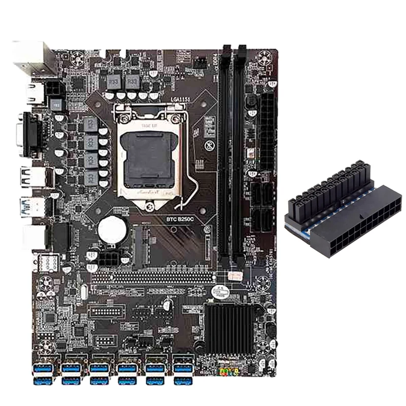 12 GPU B250C Mining Motherboard With 24Pin Power Adapter 12 USB3.0 Slot LGA1151 DDR4 RAM SATA3.0 MSATA VGA For BTC/ETH
12 GPU B250C Mining Motherboard With 24Pin Power Adapter 12 USB3.0 Slot LGA1151 DDR4 RAM SATA3.0 MSATA VGA For BTC/ETH