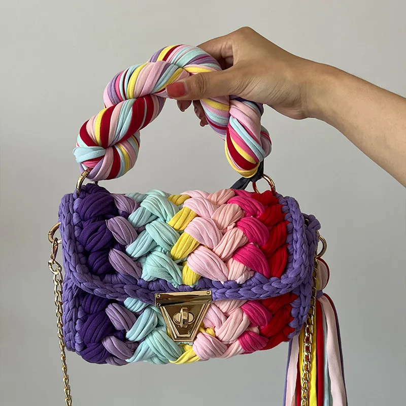 Handmade Crochet Personalized Multi Color Hand Woven Knit Shoulder Bag for Women Gifts Capri Crossbody Women's Stylish Bag 
Handmade Crochet Personalized Multi Color Hand Woven Knit Shoulder Bag for Women Gifts Capri Crossbody Women's Stylish Bag