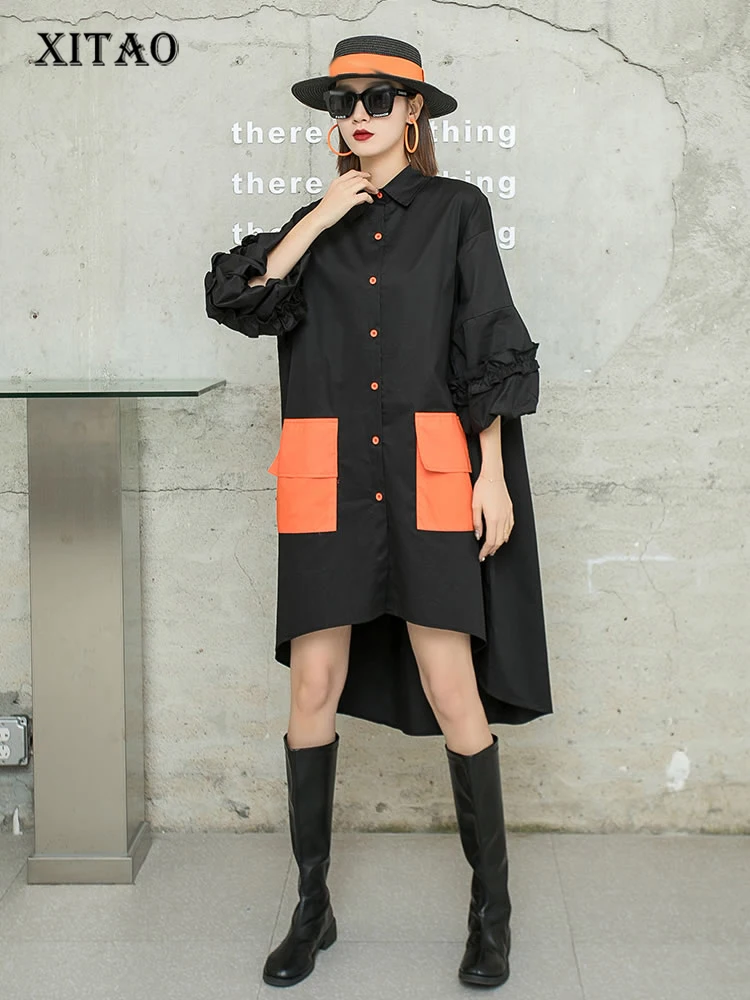 XITAO Fashion Shirt Dress Loose Contrast Color Patchwork Pocket Casual Irregular Hem Simplicity Turn-down Collar Women GWJ2290
XITAO Fashion Shirt Dress Loose Contrast Color Patchwork Pocket Casual Irregular Hem Simplicity Turn-down Collar Women GWJ2290