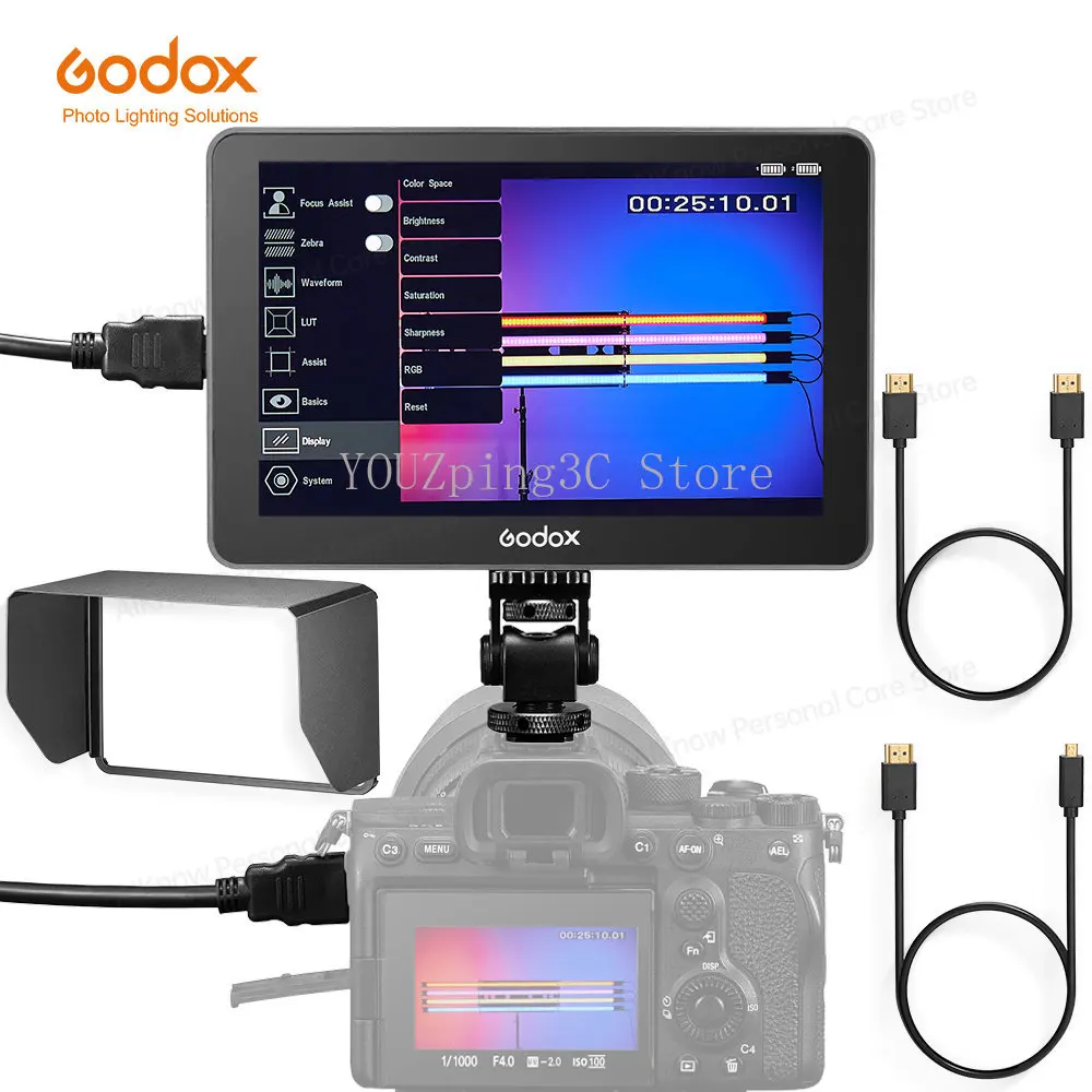 Godox GM7S 4K HDMI 7-дюймовая сверхъяркая камера DSLR монитор 3D LUT сенсорный экран IPS FHD 1920x1080 Видео живой дисплей
Godox GM7S 4K HDMI 7-дюймовая сверхъяркая камера DSLR монитор 3D LUT сенсорный экран IPS FHD 1920x1080 Видео живой дисплей