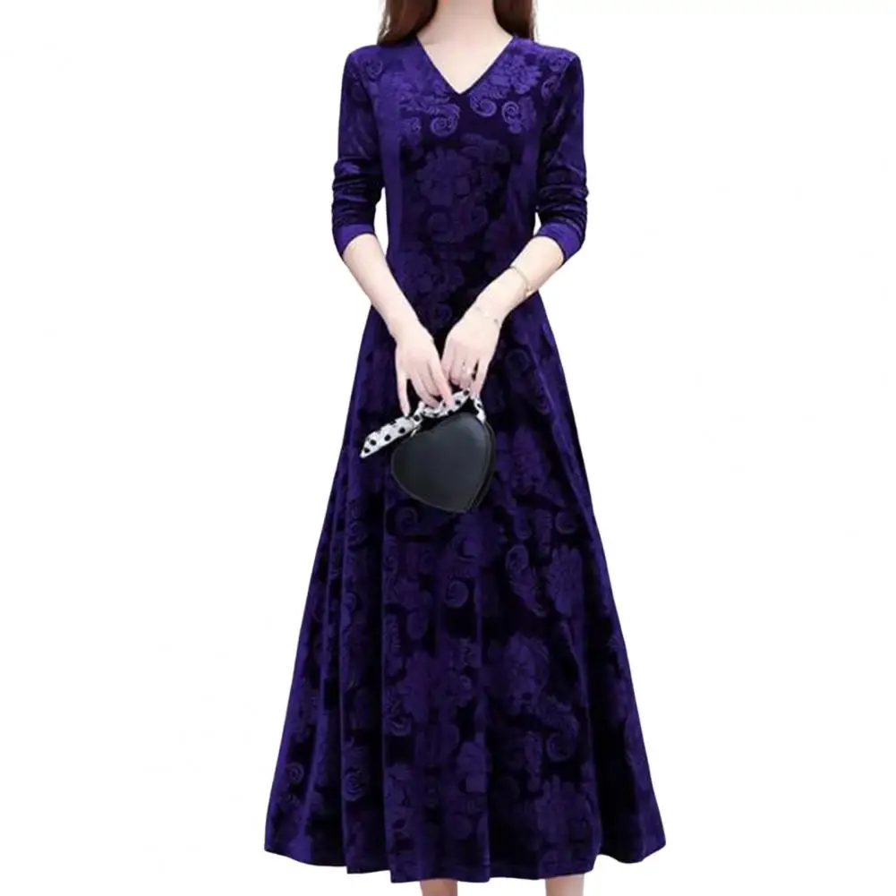 Classic Velvet Dress Comfortable Women Simple Casual Solid Color Maxi Dress Long Sleeves High-Waist Women Dress for Office
Classic Velvet Dress Comfortable Women Simple Casual Solid Color Maxi Dress Long Sleeves High-Waist Women Dress for Office