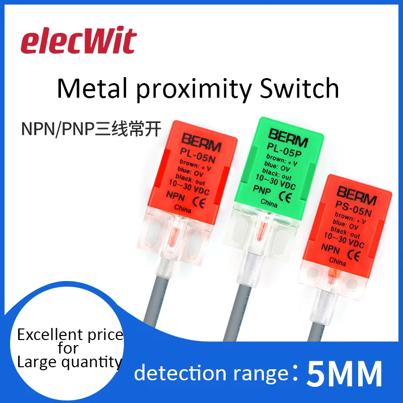 

Proximity switch PL-05N PL-05P PS-05N square metal sensor three wire NPN PNP NO detection range 5mm