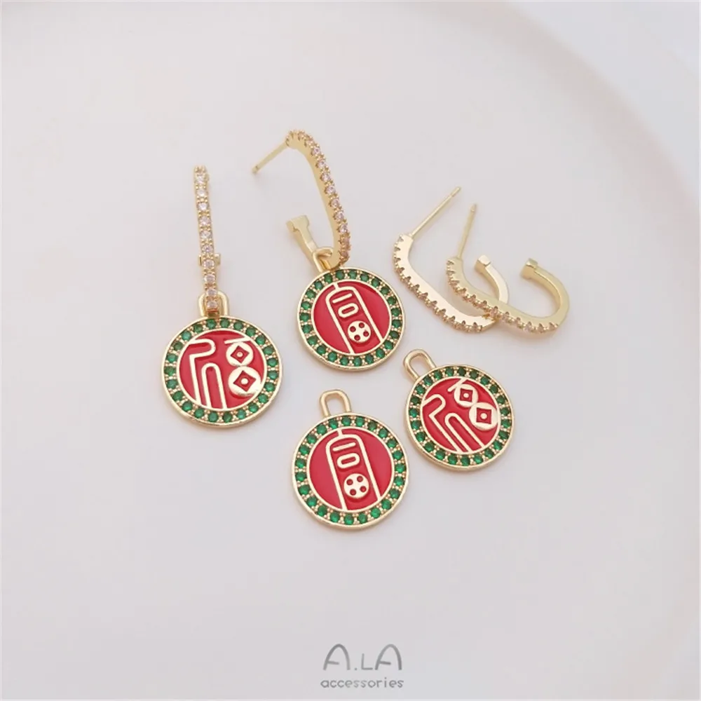 Drop oil inlaid zircon hanging "Fu" tag festive Chinese style earrings 925 silver needle 14K gold color earrings
Drop oil inlaid zircon hanging "Fu" tag festive Chinese style earrings 925 silver needle 14K gold color earrings