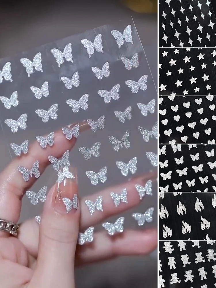 10pcs/set Reflective Glitter 3D Nail Stickers Decals Laser Silver Heart Love Butterfly Sticker For Nails Sparkly Nail Art Beauty
10pcs/set Reflective Glitter 3D Nail Stickers Decals Laser Silver Heart Love Butterfly Sticker For Nails Sparkly Nail Art Beauty