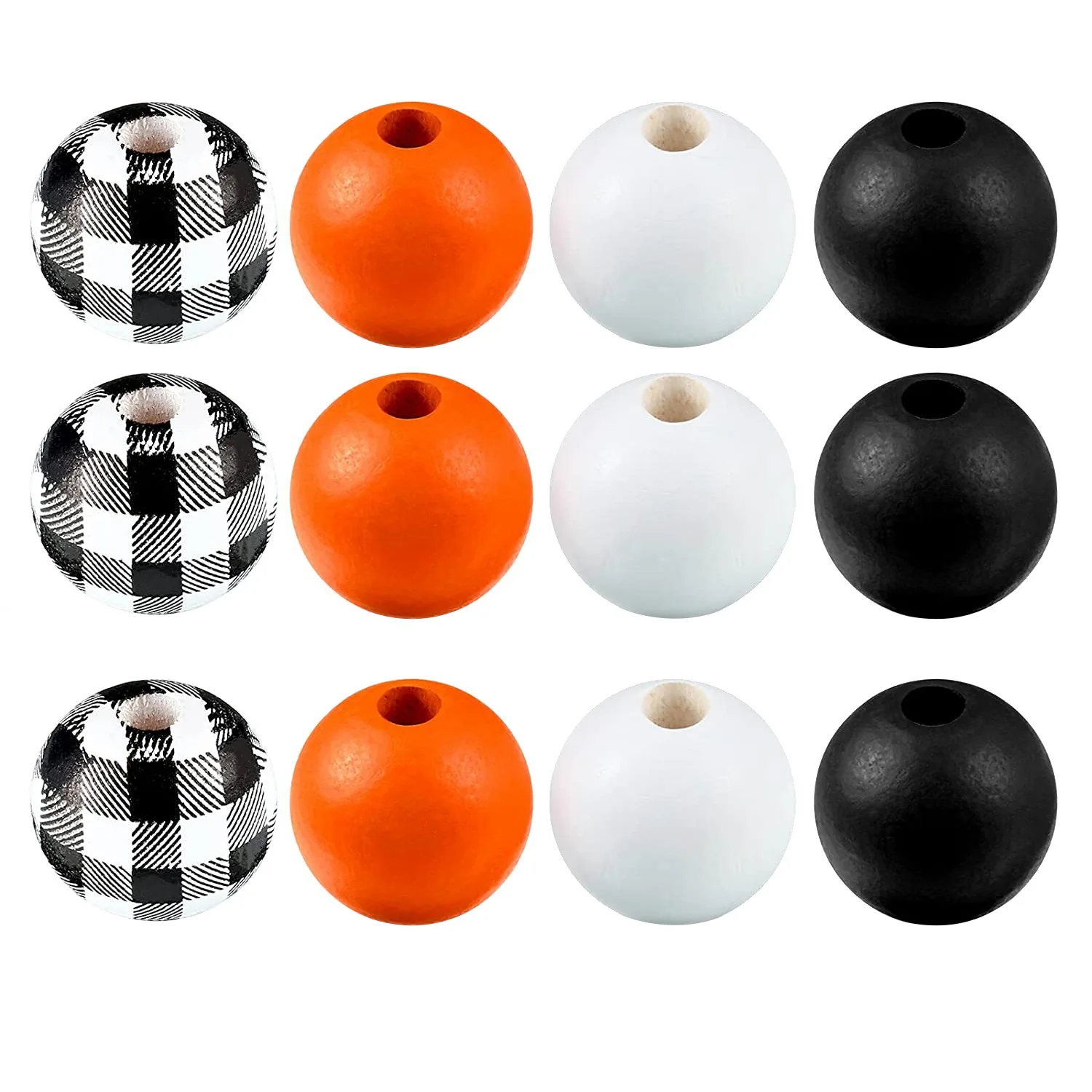 160 Pcs Craft Plaid Wood Round Beads Colorful Farmhouse Beads for Christmas Craft DIY Beads Garland(Black White Orange) 
160 Pcs Craft Plaid Wood Round Beads Colorful Farmhouse Beads for Christmas Craft DIY Beads Garland(Black White Orange)