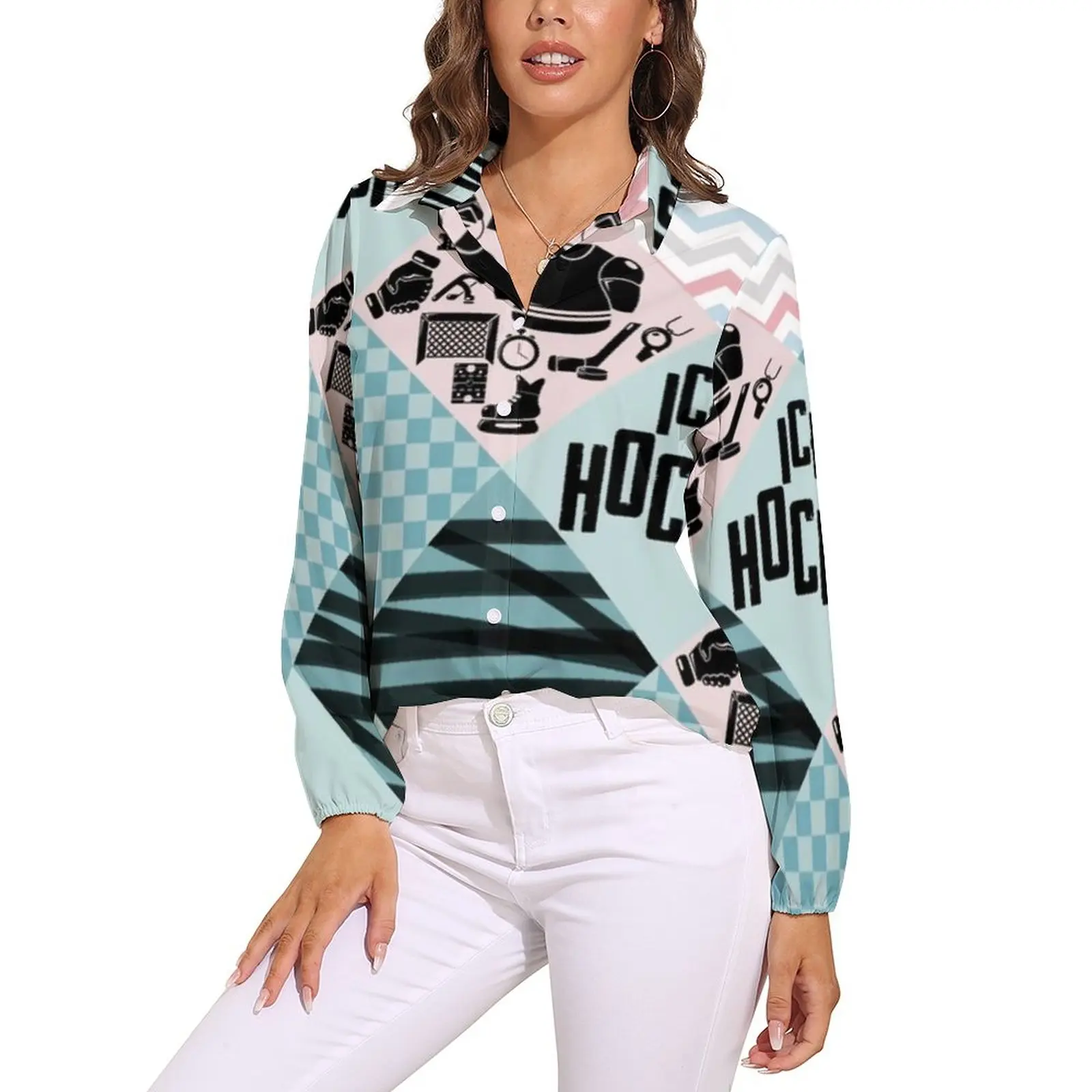 Ice Hockey Blouse Winter Collar Beautiful Evening Shirt Lady Printed Top Shirts
Ice Hockey Blouse Winter Collar Beautiful Evening Shirt Lady Printed Top Shirts