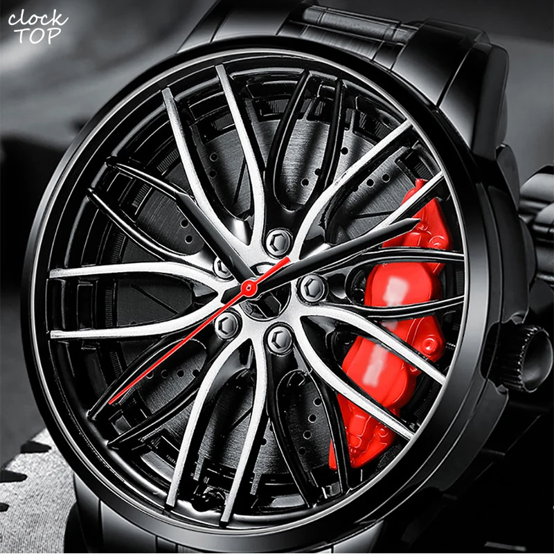 Car Wheel Rim Hub Quartz Watch Men Luxury Black Red Green Stainless Steel Watches Wristwatch Male Casual Skeleton Dial Reloj
Car Wheel Rim Hub Quartz Watch Men Luxury Black Red Green Stainless Steel Watches Wristwatch Male Casual Skeleton Dial Reloj