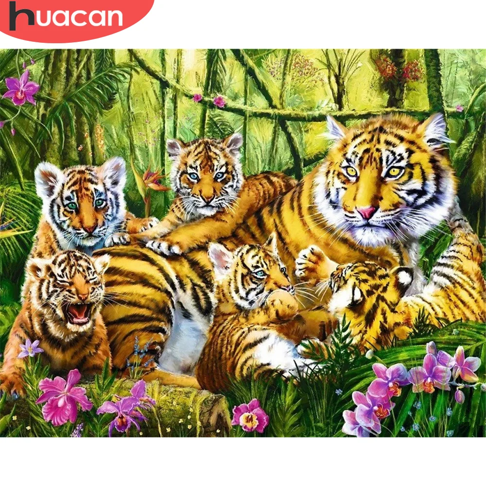 HUACAN Picture By Numbers Tiger Animal Drawing On Canvas HandPainted For Adults DIY Gift Painting Flower Home Decoration 75x60cm 
HUACAN Picture By Numbers Tiger Animal Drawing On Canvas HandPainted For Adults DIY Gift Painting Flower Home Decoration 75x60cm