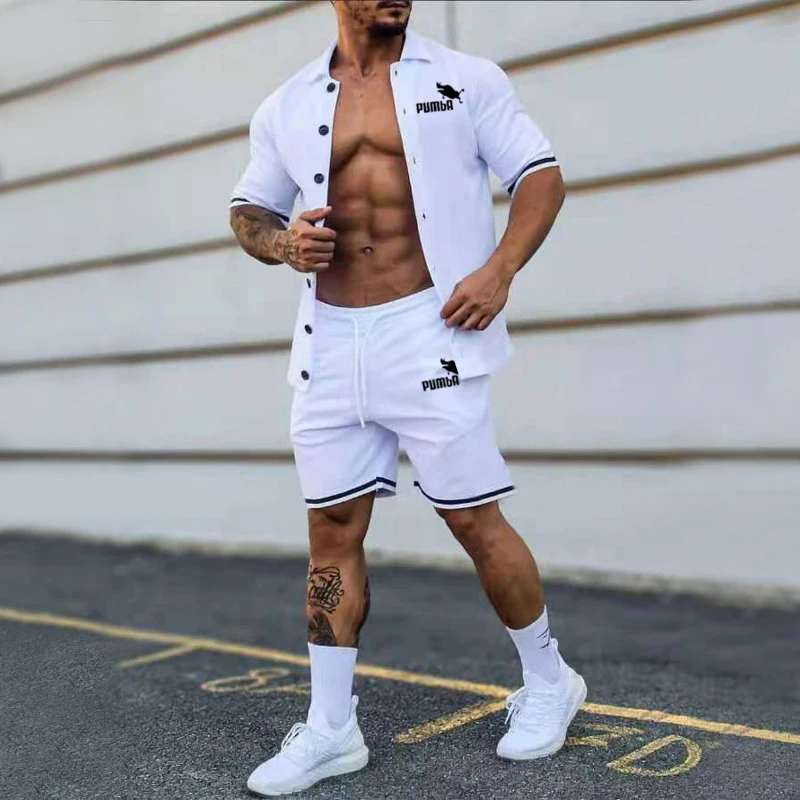 Summer Men's Fashion New Style Solid Color Button-down Sport Short-sleeved Casual Brand Suit 
Summer Men's Fashion New Style Solid Color Button-down Sport Short-sleeved Casual Brand Suit
