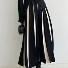 Long Skirts for Women Winter Knitted A-LINE Skirt Black White Luxury Elegant Womens Skirts Fashion 2023 High Waist Slim Skirts