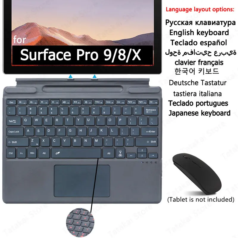 

Touchpad Backlit Keyboard for Microsoft Surface Pro 9 Keyboard for Teclado Surface Pro 8 Keyboard Pro X Russian Arabic Spanish