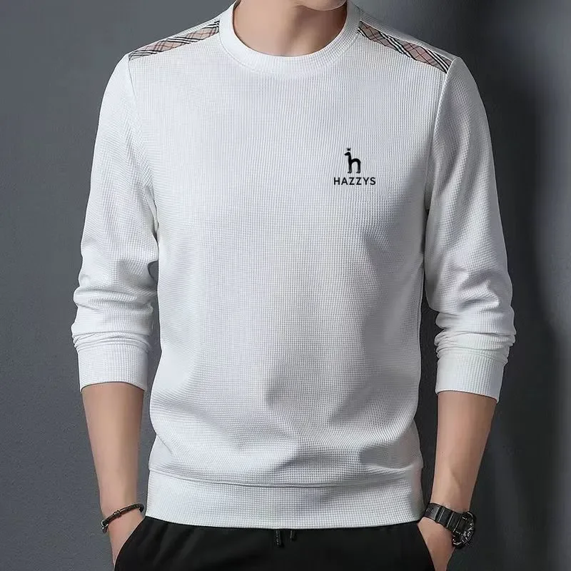 

Hazzys Men's Golf Wear 2023 New Spring and Autumn Golf Wear Men Long Sleeve Round Neck T-shirt Casual Elastic T-shirt Clothing