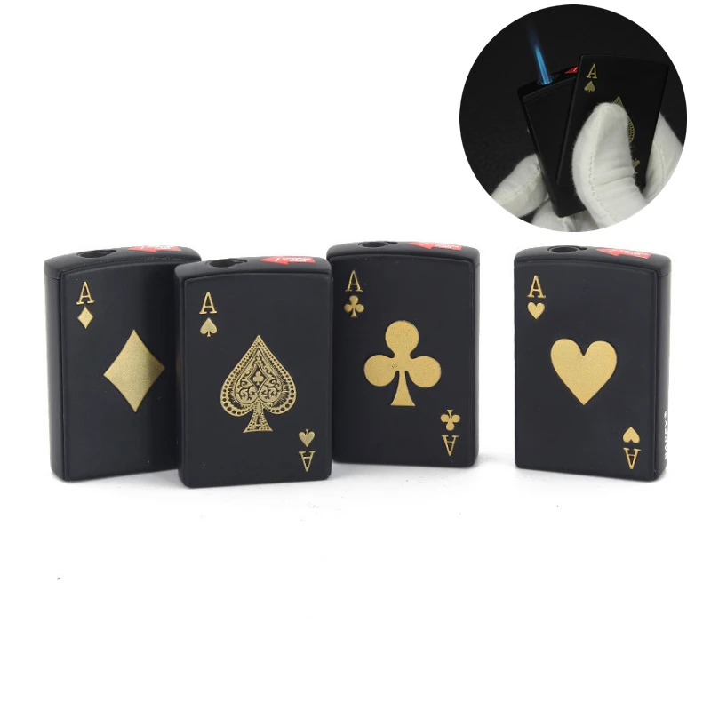 New Fashion Poker-Shaped Gas Butane Lighter Metal Windproof Straight Flame Cigarette Lighter Novelty Men Gadgets Gift for Smoker
New Fashion Poker-Shaped Gas Butane Lighter Metal Windproof Straight Flame Cigarette Lighter Novelty Men Gadgets Gift for Smoker
