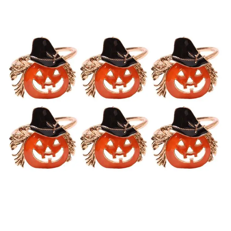 

6PCS Halloween Pumpkin Napkin Rings Pumpkin Napkin Holders Fall Napkin Ring Holder For Halloween Holidays Weddings Party