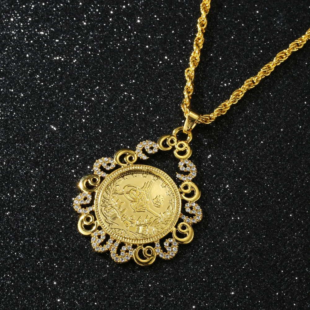 Turkish Women Fashion Diamond Encrusted Ottoman Drop Pendant Necklace Twist Chain European Royal Jewels Digital Coin Necklace
Turkish Women Fashion Diamond Encrusted Ottoman Drop Pendant Necklace Twist Chain European Royal Jewels Digital Coin Necklace