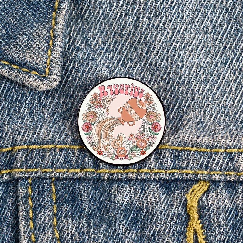 Aquarius retro florals zodiac Pin Custom Brooches Shirt Lapel teacher tote Bag backpacks Badge gift brooches pins for women
Aquarius retro florals zodiac Pin Custom Brooches Shirt Lapel teacher tote Bag backpacks Badge gift brooches pins for women