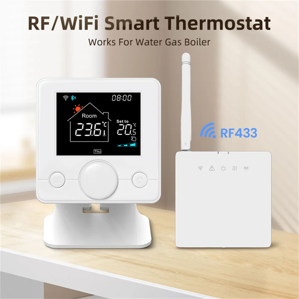 Беспроводной Wi-Fi термостат RF433 для подогрева пола, воды, газового котла Tuya, умный контроль срока службы, Программируемый Регулятор Температуры
Беспроводной Wi-Fi термостат RF433 для подогрева пола, воды, газового котла Tuya, умный контроль срока службы, Программируемый Регулятор Температуры