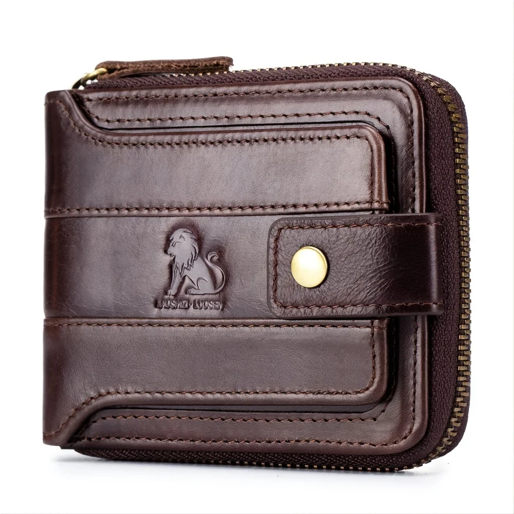 

Мужской бумажник из воловьей кожи, однослойный кошелек из натуральной кожи для водительских прав, с несколькими отделениями для карт, с защитой от кражи