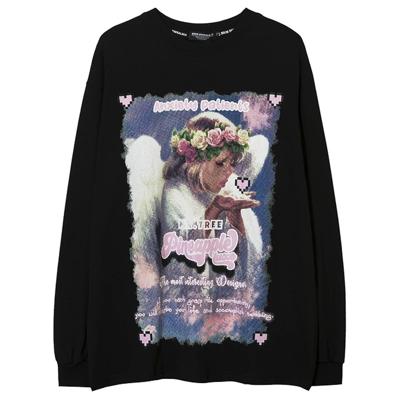 Womens Loose Retro Sweatshirts Unisex Oversize Cotton Tops Mens Letters Printed Long Sleeve Black White Pullover Couple T shirts
Womens Loose Retro Sweatshirts Unisex Oversize Cotton Tops Mens Letters Printed Long Sleeve Black White Pullover Couple T shirts