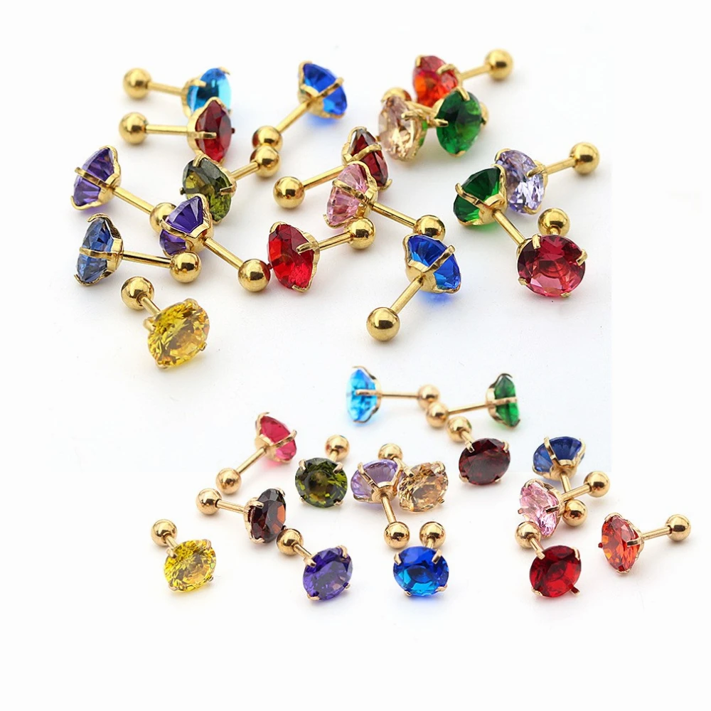Gold Color 1.2*6mm Round Screw-Back Stud Earrings Never Fade Sleeping Shape More Bling 16 Colors 8mm AAA Zircons Fashion
Gold Color 1.2*6mm Round Screw-Back Stud Earrings Never Fade Sleeping Shape More Bling 16 Colors 8mm AAA Zircons Fashion