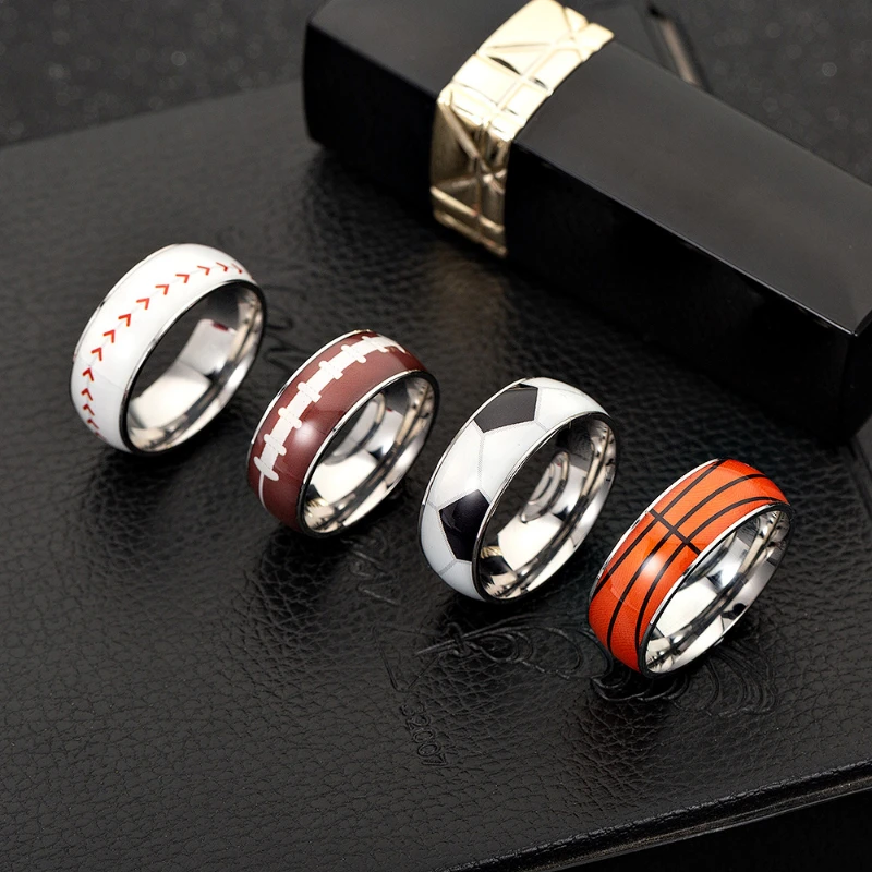 Hot Sale Basketball Rings Rugby Baseball Football Sports Stainless Steel Rings For Trendy Men Jewelry
Hot Sale Basketball Rings Rugby Baseball Football Sports Stainless Steel Rings For Trendy Men Jewelry
