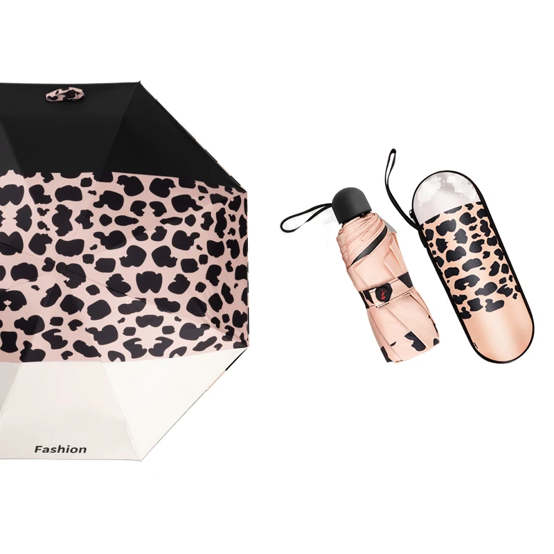 Leopard Print Black Glue Manual Five-fold Umbrella Sunscreen UV Protection Rain or Shine Dual-use Umbrella
Leopard Print Black Glue Manual Five-fold Umbrella Sunscreen UV Protection Rain or Shine Dual-use Umbrella