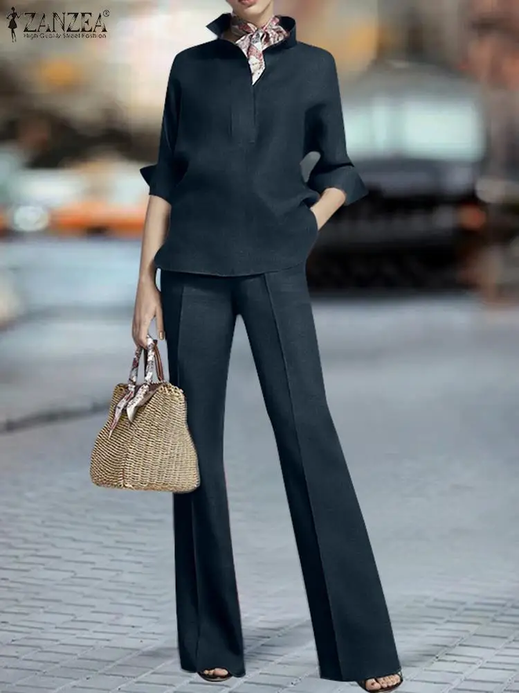 ZANZEA Casual Solid Color 2pcs Outfits Women Lapel Blouses Pant Sets 2023 Spring Office Loose Side Zipper Commuting Pantsuits
ZANZEA Casual Solid Color 2pcs Outfits Women Lapel Blouses Pant Sets 2023 Spring Office Loose Side Zipper Commuting Pantsuits