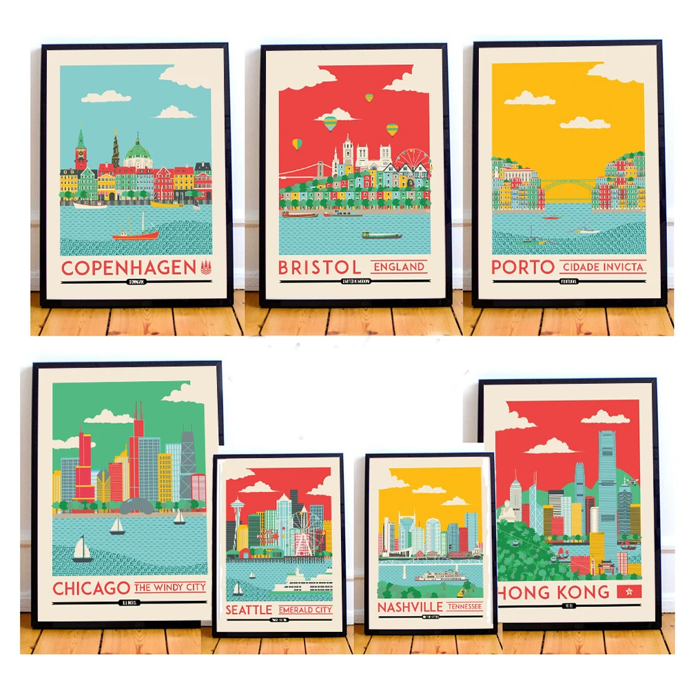 Famous City Bristol Nashville Seattle Cityscape Canvas Painting Art Print Abstract Travel Poster Living Mural Room Home Decor
Famous City Bristol Nashville Seattle Cityscape Canvas Painting Art Print Abstract Travel Poster Living Mural Room Home Decor