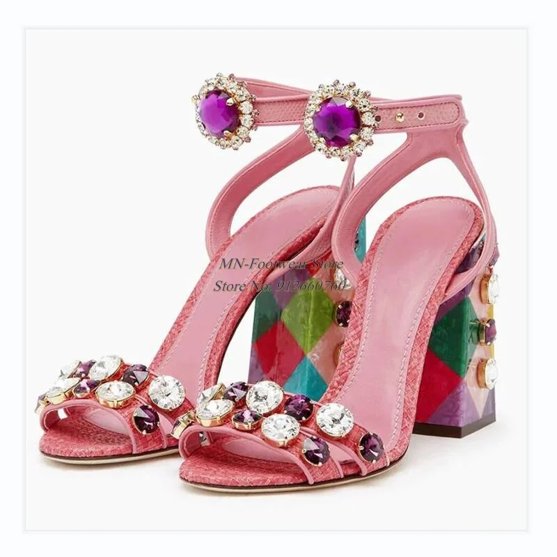 Women Sandals Pink Square Heel Sandal with Rhinestone Decoration Buckle Strap Closure Chunky Heel Pumps High Heels Pluse Size 43
Women Sandals Pink Square Heel Sandal with Rhinestone Decoration Buckle Strap Closure Chunky Heel Pumps High Heels Pluse Size 43