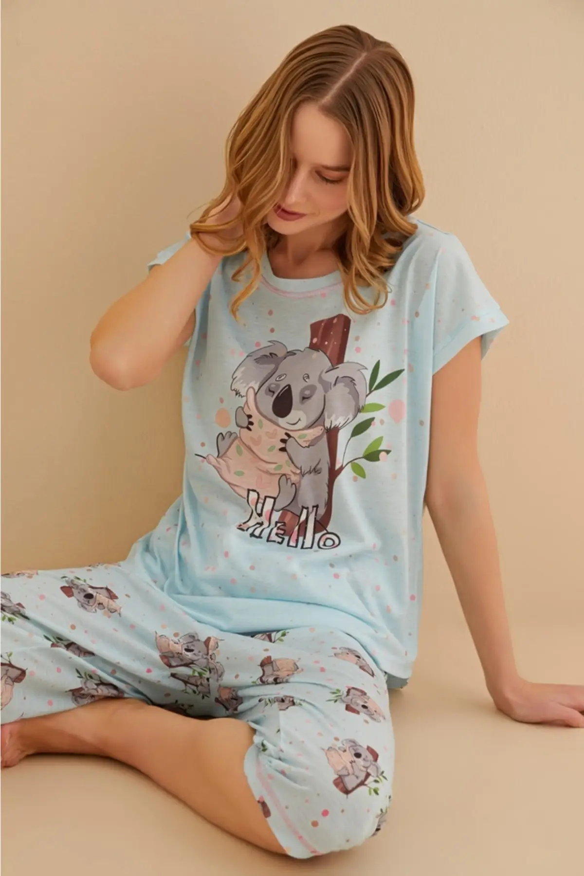 Women's Pajamas Light Blue Koala Printed Short Sleeve Capri Sleep Lounge Pajamas Nightwear Nightwear Nightwear Nightwear
Women's Pajamas Light Blue Koala Printed Short Sleeve Capri Sleep Lounge Pajamas Nightwear Nightwear Nightwear Nightwear