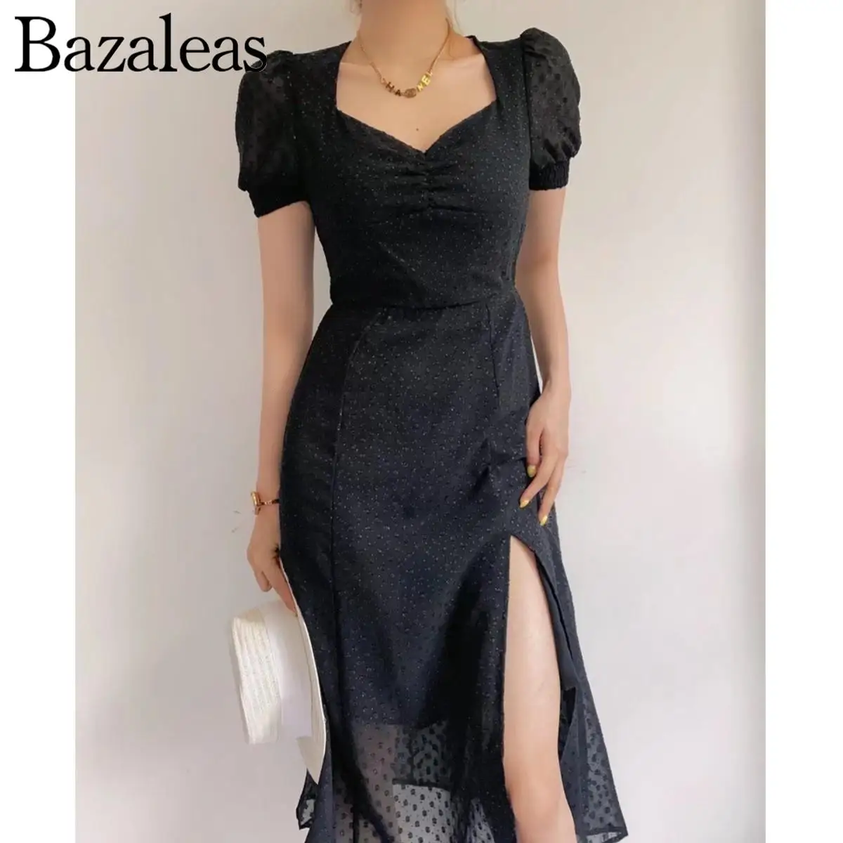 2022 BLACK Midi Dress party elegant vestidos summer dress mesh split short Sleeve women's Dresses square neck
2022 BLACK Midi Dress party elegant vestidos summer dress mesh split short Sleeve women's Dresses square neck