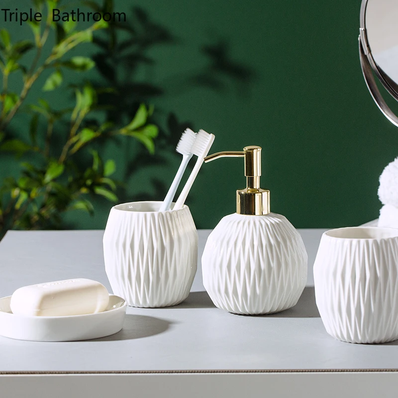 Nordic Bathroom Accessories Set Ceramic Pure Color Soap Dish Mouth Cup Liquid Soap Bottle Container Travel Wash Four Piece Set
Nordic Bathroom Accessories Set Ceramic Pure Color Soap Dish Mouth Cup Liquid Soap Bottle Container Travel Wash Four Piece Set