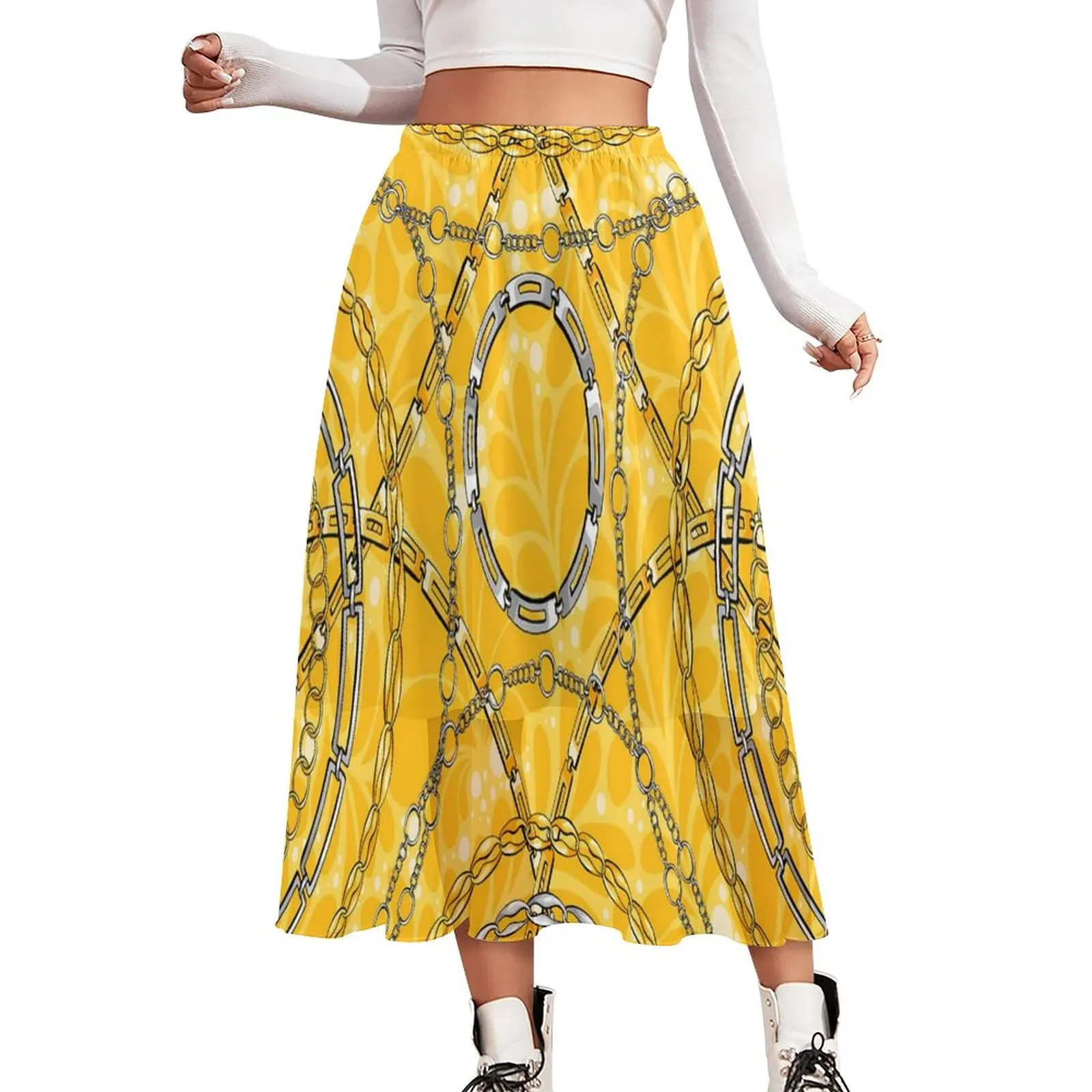 Golden Chain Skirt Vintage Damask Kawaii Boho Skirts Spring Aesthetic High Waist Chiffon Design Big Size Casual Skirt
Golden Chain Skirt Vintage Damask Kawaii Boho Skirts Spring Aesthetic High Waist Chiffon Design Big Size Casual Skirt