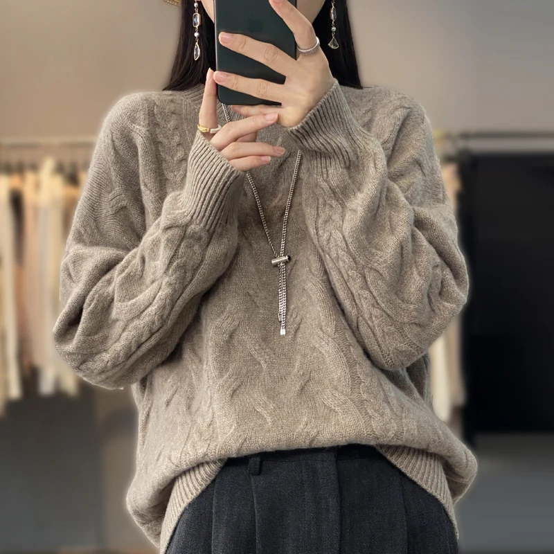 Green 100%Wool Sweater Women Tops New Autumn Winter Solid Casual Loose Thick Warm O-Neck Knitwear Female Pullover 4Colors M-XXL
Green 100%Wool Sweater Women Tops New Autumn Winter Solid Casual Loose Thick Warm O-Neck Knitwear Female Pullover 4Colors M-XXL
