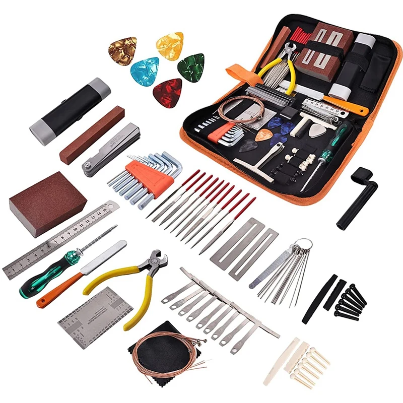 86PCS Guitar Tool Kit,Professional Guitar Repair Kit With Guitar String Pick Bridge Guitar Accessories,Guitar Gift
86PCS Guitar Tool Kit,Professional Guitar Repair Kit With Guitar String Pick Bridge Guitar Accessories,Guitar Gift