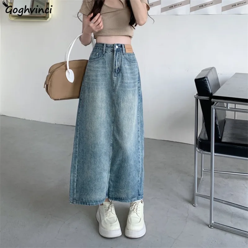 Skirts Woman Solid A-line Washed Denim Fashion Pockets Ankle-length High Waist Retro Vintage Summer All-match Streetwear Ladies
Skirts Woman Solid A-line Washed Denim Fashion Pockets Ankle-length High Waist Retro Vintage Summer All-match Streetwear Ladies