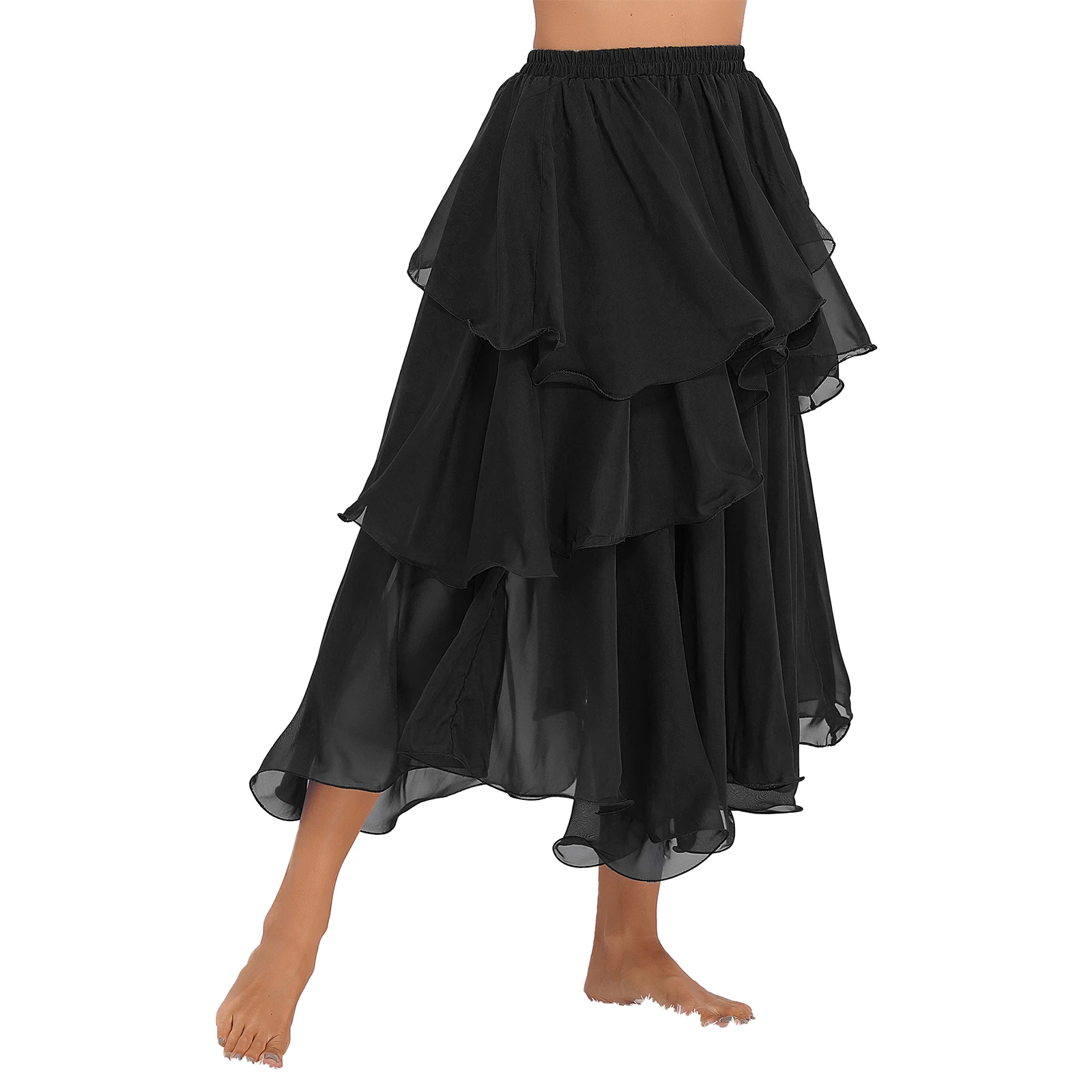 Womens Flowy Chiffon Ruffle Layered Dance Skirt Elastic Waistband Skirts Halloween Theme Party Carnival Performance Costume
Womens Flowy Chiffon Ruffle Layered Dance Skirt Elastic Waistband Skirts Halloween Theme Party Carnival Performance Costume