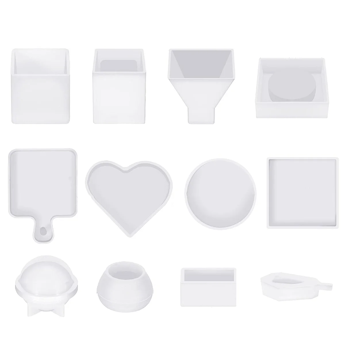 Resin Molds Silicone Kit 12PCS, Epoxy Resin Molds, Resin Mold Including Pen Container, Tray, Love, Round
Resin Molds Silicone Kit 12PCS, Epoxy Resin Molds, Resin Mold Including Pen Container, Tray, Love, Round