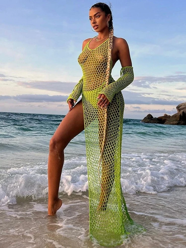 White Crochet Tunic Sexy Spaghetti Strap Hollow Out Bodycon Maxi Dress Women Summer Clothes Beach Wear Swim Suit Cover Up
White Crochet Tunic Sexy Spaghetti Strap Hollow Out Bodycon Maxi Dress Women Summer Clothes Beach Wear Swim Suit Cover Up