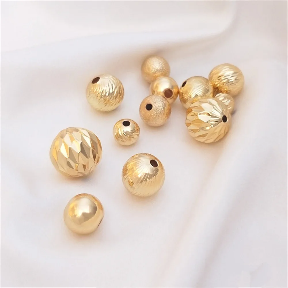 

14K plated gold filled Big gold bead 8/10/12/14mm smooth round bead batch flower loose bead handmade diy jewelry with beads