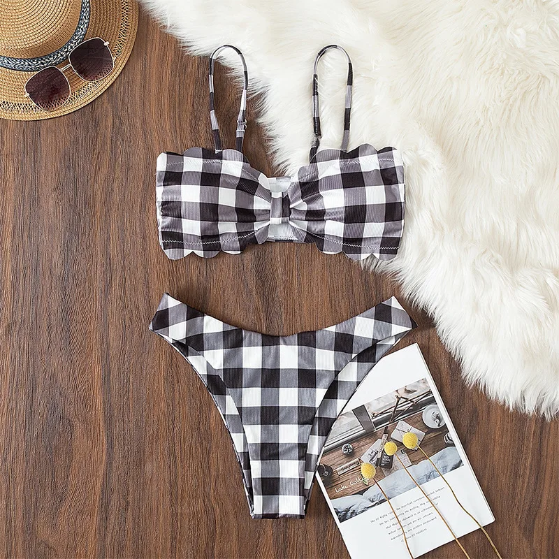 Bikini Set Plaid Bowknot Women Swimsuit Push Up Swimwear Thong Padded Bathing Suit Ladies Two Piece Set Costumi Da Bagno Donna
Bikini Set Plaid Bowknot Women Swimsuit Push Up Swimwear Thong Padded Bathing Suit Ladies Two Piece Set Costumi Da Bagno Donna