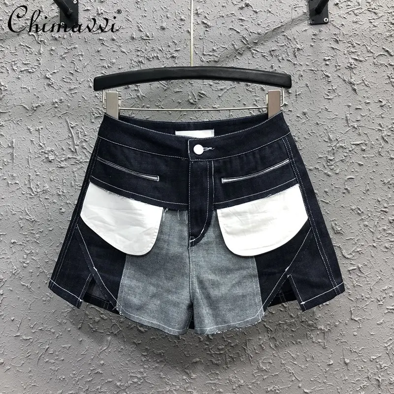 Color Contrast Patchwork Irregular Slit Denim Shorts for Women Summer New Fashion High Waist Slim A- Line Wide-Leg Hot Pants
Color Contrast Patchwork Irregular Slit Denim Shorts for Women Summer New Fashion High Waist Slim A- Line Wide-Leg Hot Pants